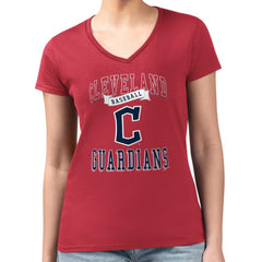 Cleveland Guardians G-III 4Her by Carl Banks Women's Super-Slim Fit Lightweight Team Logo Graphic V-Neck T-Shirt - MLB T-shirts