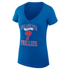 Philadelphia Phillies G-III 4Her by Carl Banks Women's Super-Slim Fit Lightweight Team Logo Graphic V-Neck T-Shirt - MLB T-shirts