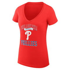 Philadelphia Phillies G-III 4Her by Carl Banks Women's Super-Slim Fit Lightweight Team Logo Graphic V-Neck T-Shirt - MLB T-shirts