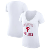 Philadelphia Phillies G-III 4Her by Carl Banks Women's Super-Slim Fit Lightweight Team Logo Graphic V-Neck T-Shirt - MLB T-shirts