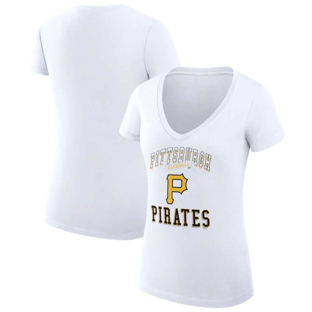 Pittsburgh Pirates G-III 4Her by Carl Banks Women's Super-Slim Fit Lightweight Team Logo Graphic V-Neck T-Shirt - MLB T-shirts
