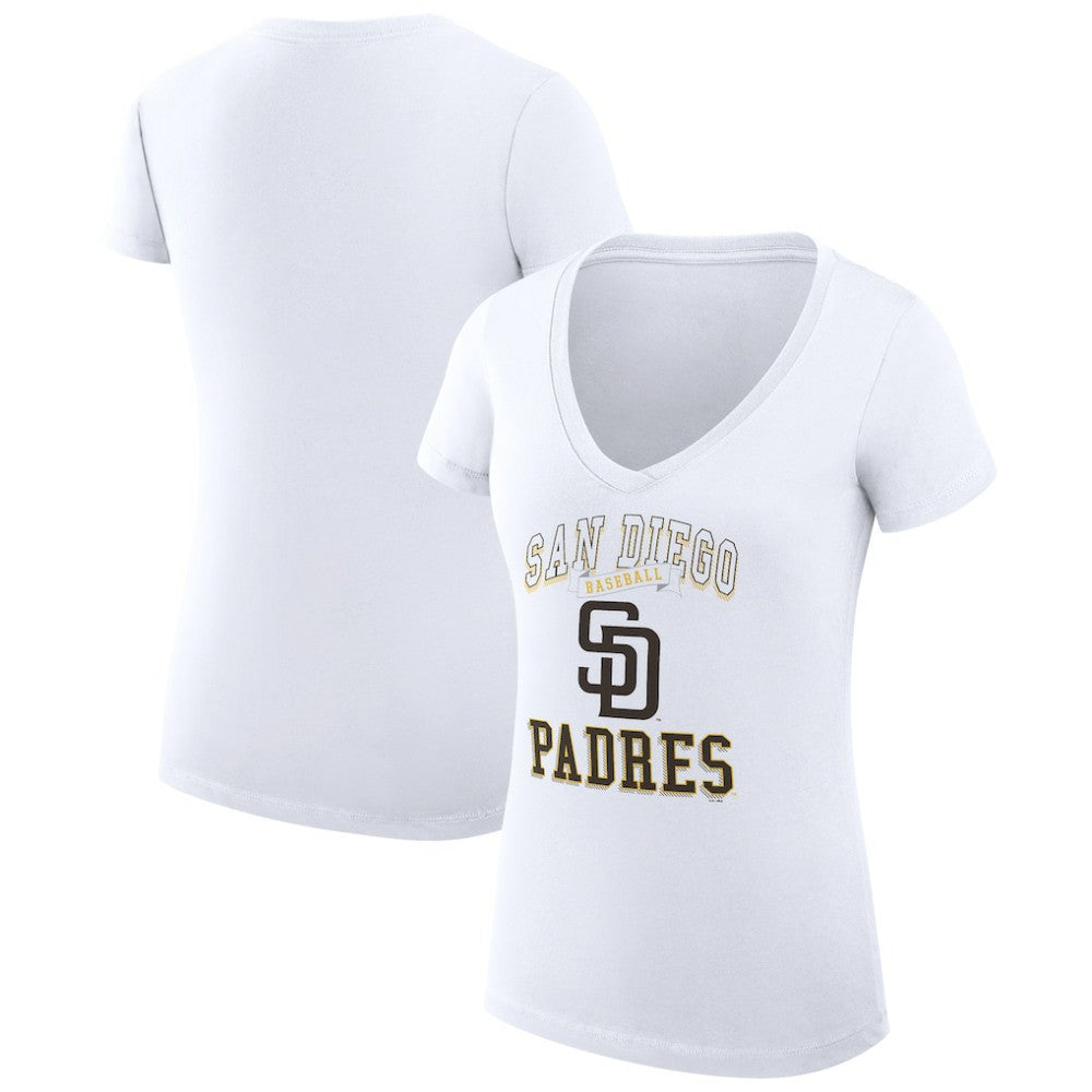 San Diego Padres G-III 4Her by Carl Banks Women's Super-Slim Fit Lightweight Team Logo Graphic V-Neck T-Shirt - MLB T-shirts