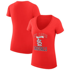 St. Louis Cardinals G-III 4Her by Carl Banks Women's Super-Slim Fit Lightweight Team Logo Graphic V-Neck T-Shirt - MLB T-shirts