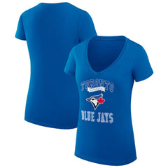 Toronto Blue Jays G-III 4Her by Carl Banks Women's Super-Slim Fit Lightweight Team Logo Graphic V-Neck T-Shirt - MLB T-shirts