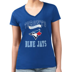 Toronto Blue Jays G-III 4Her by Carl Banks Women's Super-Slim Fit Lightweight Team Logo Graphic V-Neck T-Shirt - MLB T-shirts