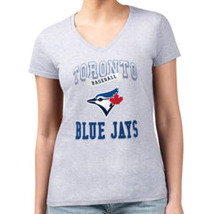 Toronto Blue Jays G-III 4Her by Carl Banks Women's Super-Slim Fit Lightweight Team Logo Graphic V-Neck T-Shirt - MLB T-shirts