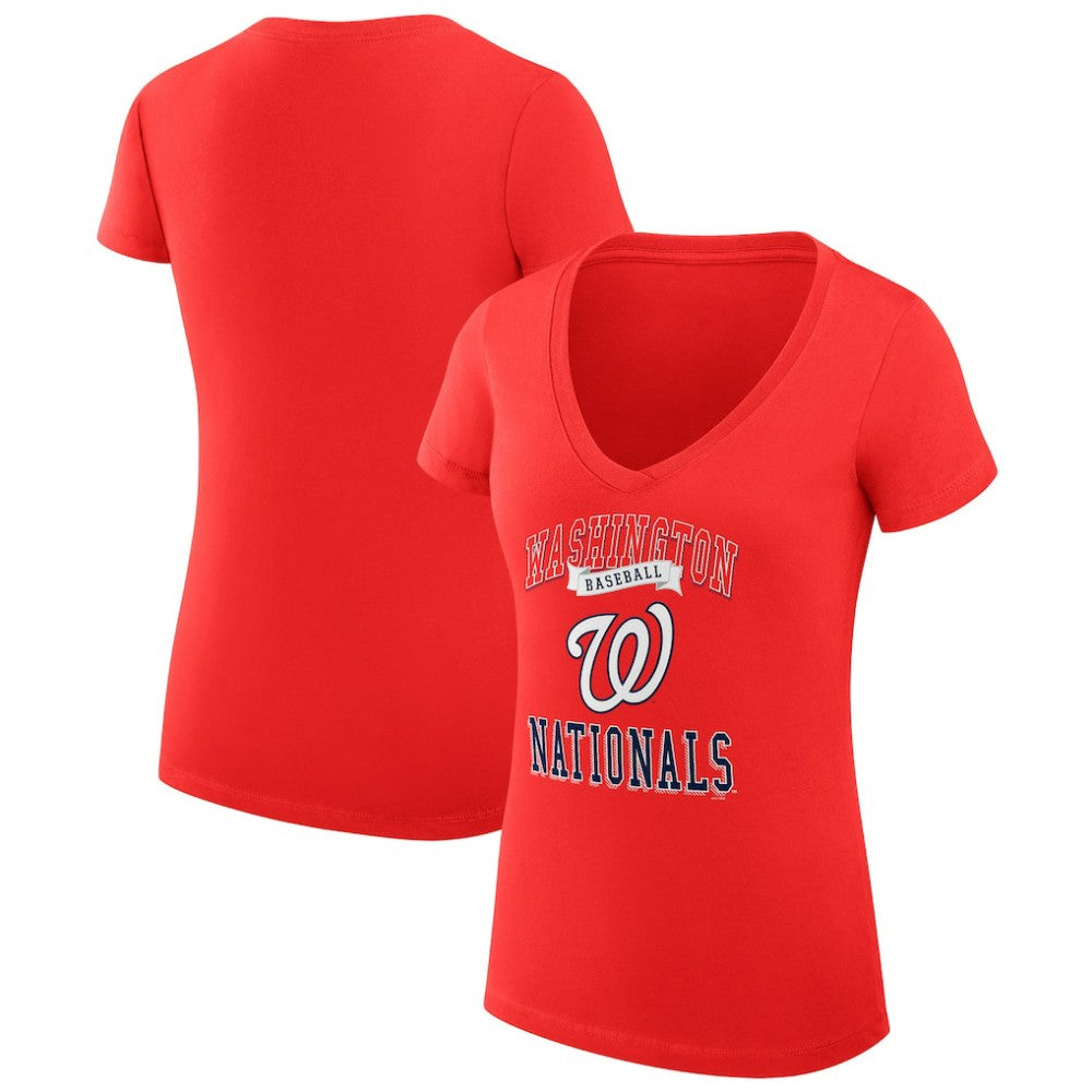 Washington Nationals G-III 4Her by Carl Banks Women's Super-Slim Fit Lightweight Team Logo Graphic V-Neck T-Shirt - MLB T-shirts