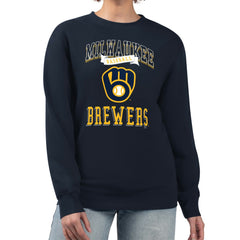 Milwaukee Brewers G-III 4Her by Carl Banks Women's Team Logo Graphic Tri-Blend Fleece Pullover Sweatshirt - MLB Pullover