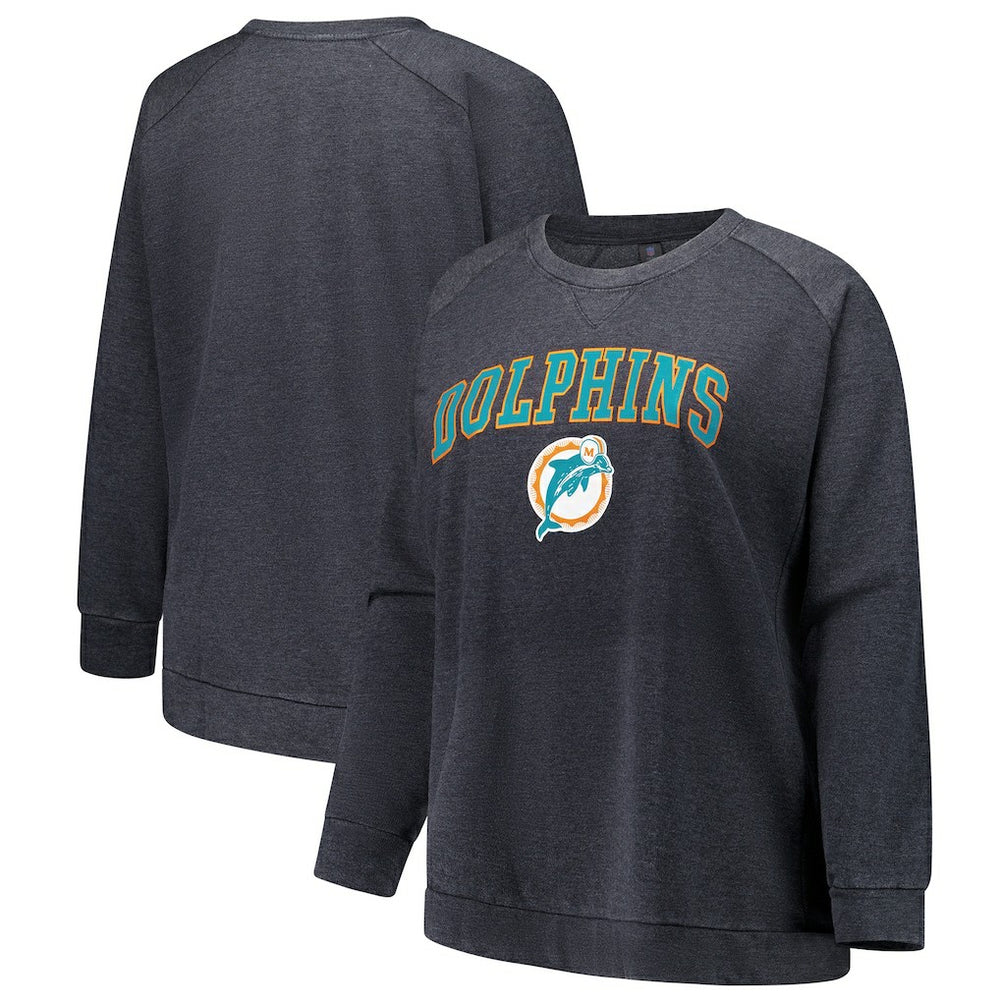 Miami Dolphins Profile Women's Plus Size Acid Wash Raglan Sweatshirt | NFL Sale