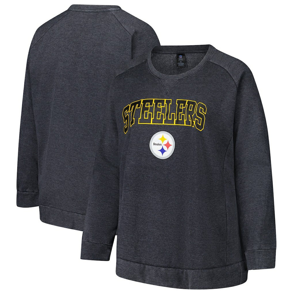 Pittsburgh Steelers Profile Women's Plus Size Acid Wash Raglan Sweatshirt | NFL On sale