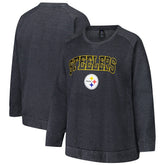 Pittsburgh Steelers Profile Women's Plus Size Acid Wash Raglan Sweatshirt | NFL On sale