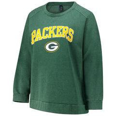 Green Bay Packers Profile Women's Plus Size Acid Wash Raglan Sweatshirt | NFL Outlet