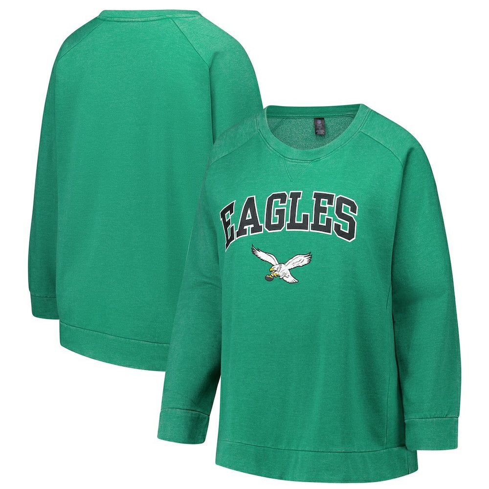Philadelphia Eagles Profile Women's Plus Size Acid Wash Raglan Sweatshirt | NFL Online