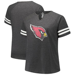 Arizona Cardinals Women's Plus Size Logo Striped Raglan Notch Neck T-Shirt | NFL Hot