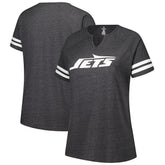 New York Jets Women's Plus Size Logo Striped Raglan Notch Neck T-Shirt | NFL Discount