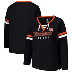 Cincinnati Bengals Women's Plus Size Won & Done Lace-Up V-Neck Long Sleeve T-Shirt | NFL Near me