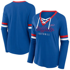 Buffalo Bills Women's Plus Size Won & Done Lace-Up V-Neck Long Sleeve T-Shirt | NFL Online