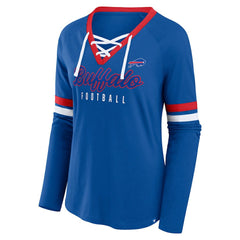 Buffalo Bills Women's Plus Size Won & Done Lace-Up V-Neck Long Sleeve T-Shirt | NFL Online
