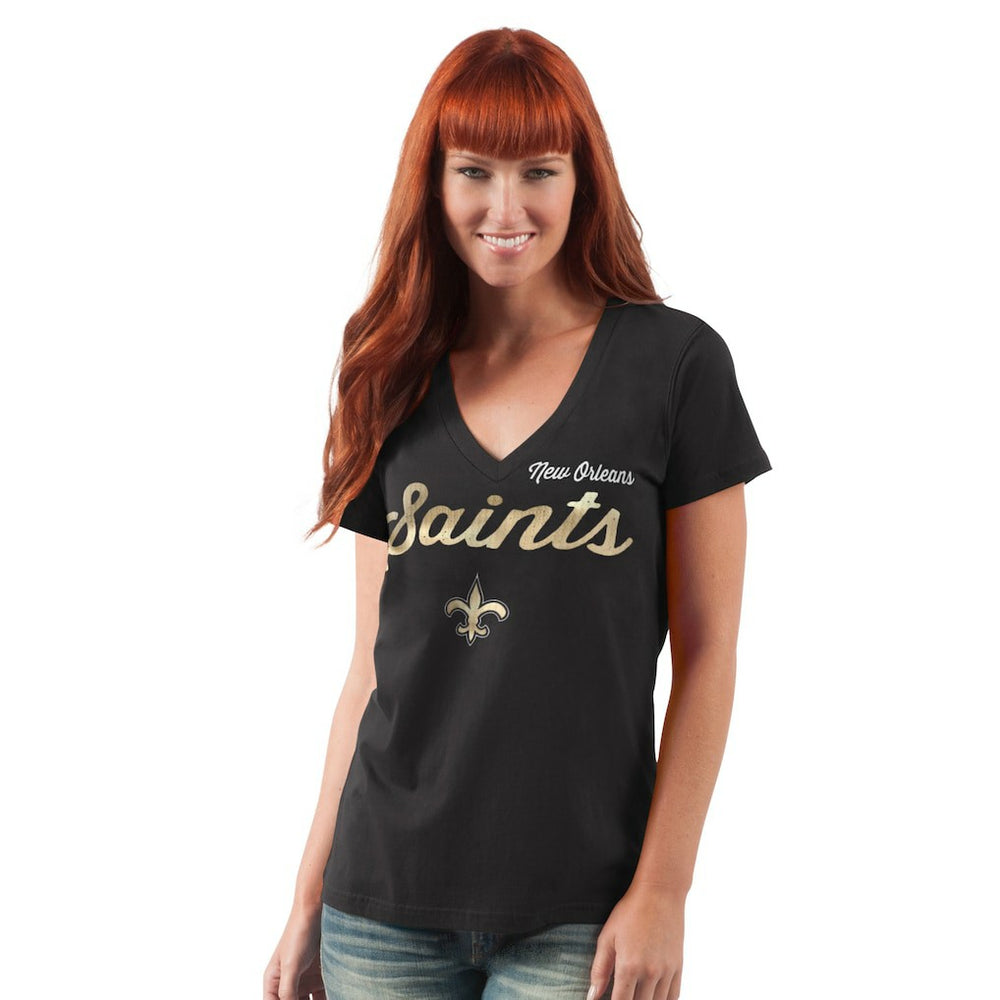 New Orleans Saints G-III 4Her by Carl Banks Women's Post Season V-Neck T-Shirt | NFL Sale
