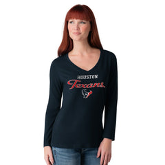 Houston Texans G-III 4Her by Carl Banks Women's Post Season Long Sleeve V-Neck T-Shirt | NFL Sale