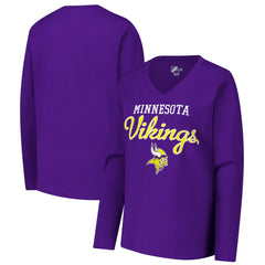 Minnesota Vikings G-III 4Her by Carl Banks Women's Post Season Long Sleeve V-Neck T-Shirt | NFL New