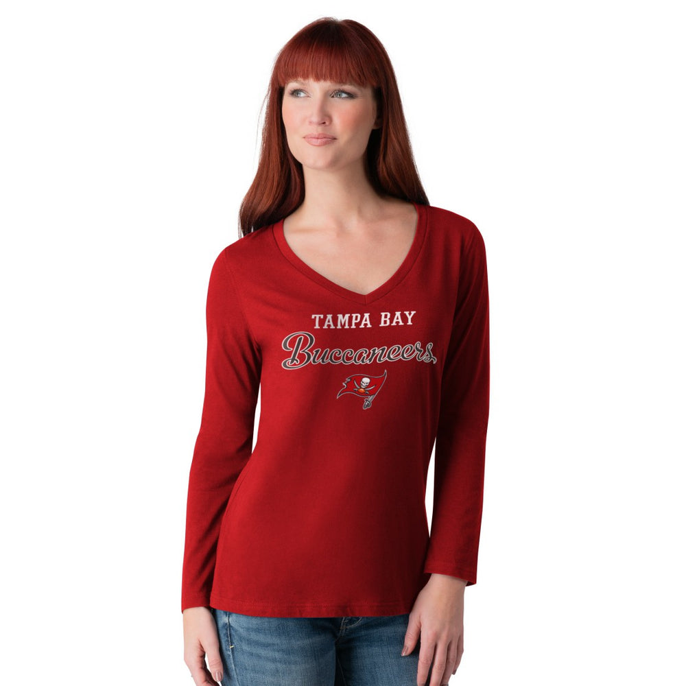 Tampa Bay Buccaneers G-III 4Her by Carl Banks Women's Post Season Long Sleeve V-Neck T-Shirt | NFL Outlet