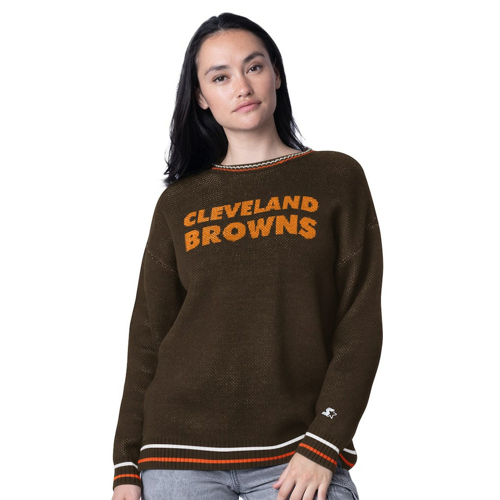 Cleveland Browns Starter Women's Oversized On the Ball Intarsia Knit Pullover Sweater | NFL US