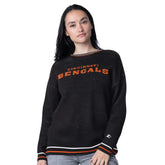 Cincinnati Bengals Starter Women's Oversized On the Ball Intarsia Knit Pullover Sweater | NFL New