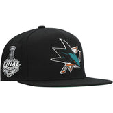 San Jose Sharks Mitchell & Ness Core Top Spot Snapback Hat - NHL Hats