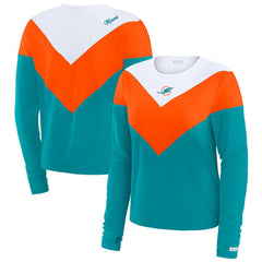 Miami Dolphins WEAR by Erin Andrews Women's Chevron Tri-Blend Long Sleeve T-Shirt | NFL Sale
