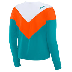 Miami Dolphins WEAR by Erin Andrews Women's Chevron Tri-Blend Long Sleeve T-Shirt | NFL Sale