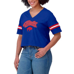 Buffalo Bills WEAR by Erin Andrews Women's Plus Size Color Block Boxy V-Neck T-Shirt | NFL Sale