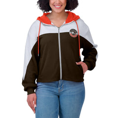 Cleveland Browns WEAR by Erin Andrews Women's Plus Size Color Block Full-Zip Hoodie | NFL Outlet