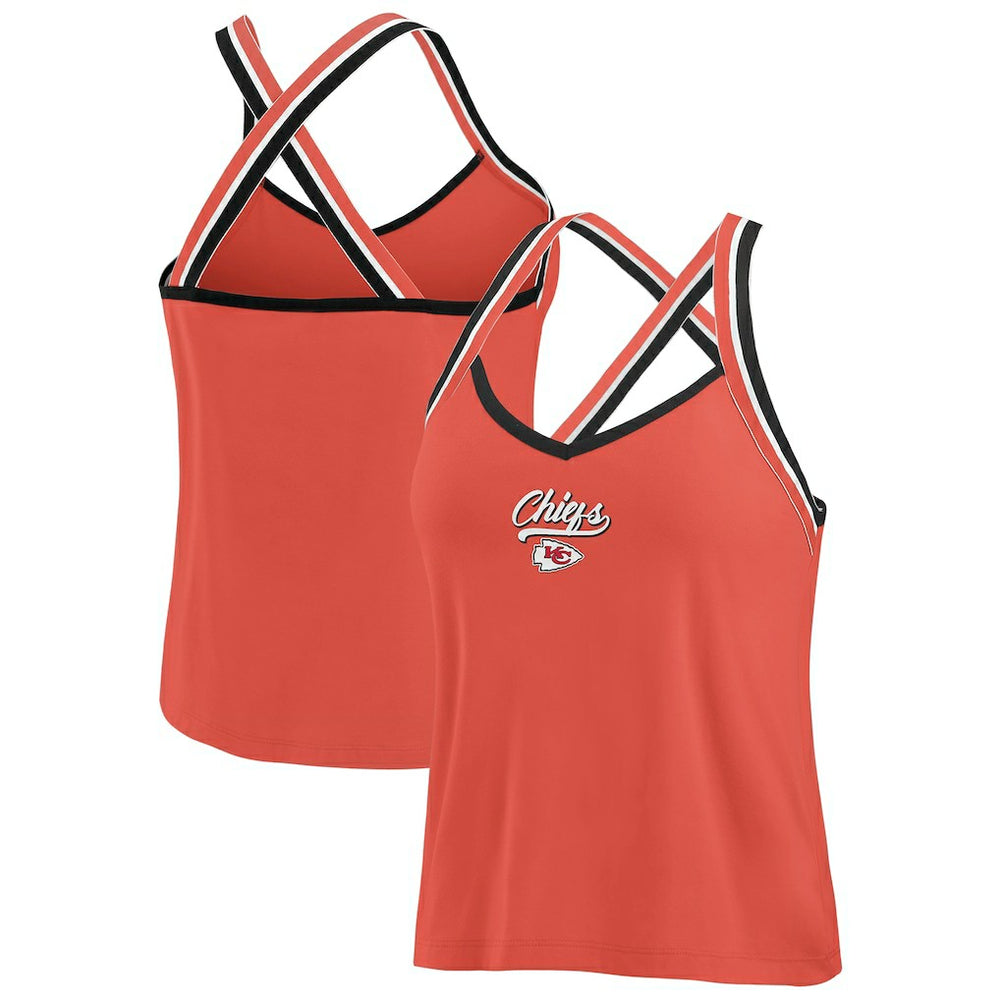 Kansas City Chiefs WEAR by Erin Andrews Women's Cross Strap Tri-Blend Tank Top | NFL Hot