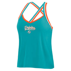 Miami Dolphins WEAR by Erin Andrews Women's Cross Strap Tri-Blend Tank Top | NFL Discount