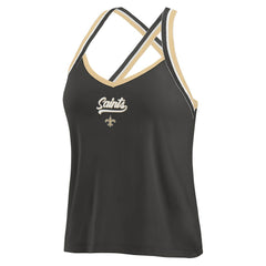 New Orleans Saints WEAR by Erin Andrews Women's Cross Strap Tri-Blend Tank Top | NFL Outlet