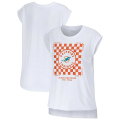 Miami Dolphins WEAR by Erin Andrews Women's Checker Muscle Tank Top | NFL Hot