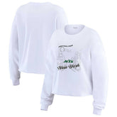 New York Jets WEAR by Erin Andrews Women's Postcard Cropped Long Sleeve Top | NFL Online