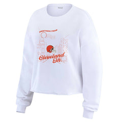 Cleveland Browns WEAR by Erin Andrews Women's Postcard Cropped Long Sleeve Top | NFL Online