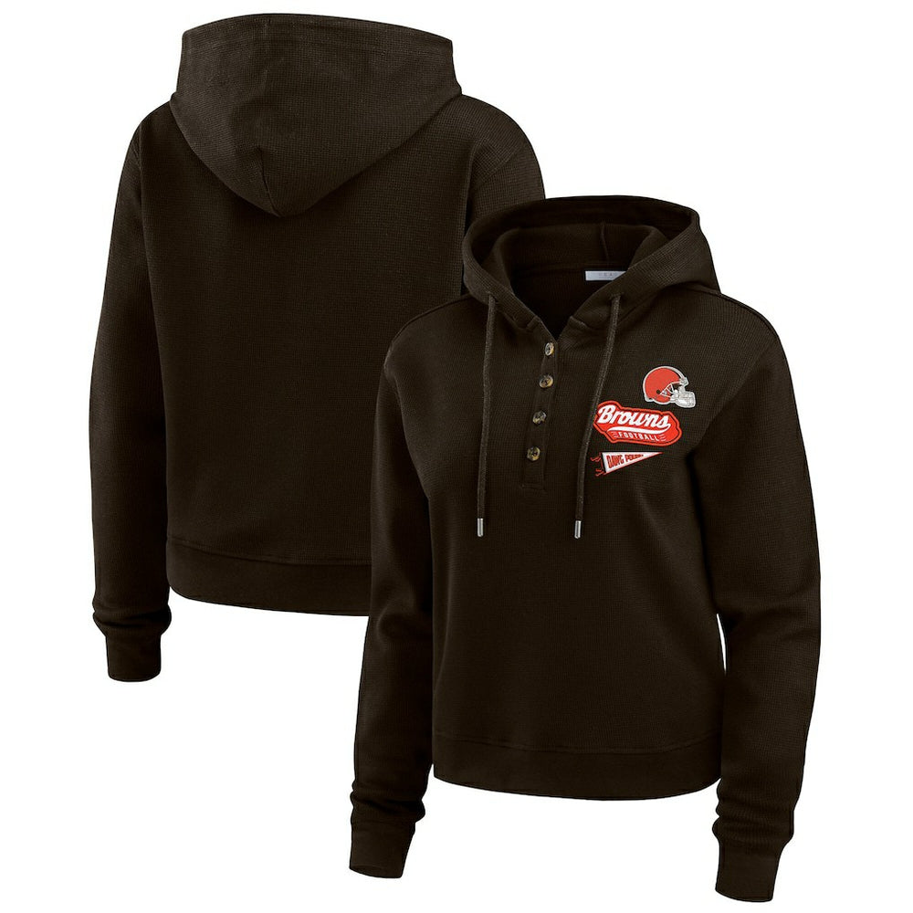 Cleveland Browns WEAR by Erin Andrews Women's Waffle-Knit Pullover Hoodie | NFL Online