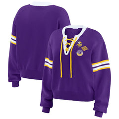 Minnesota Vikings WEAR by Erin Andrews Women's Lace-Up Sweater | NFL New