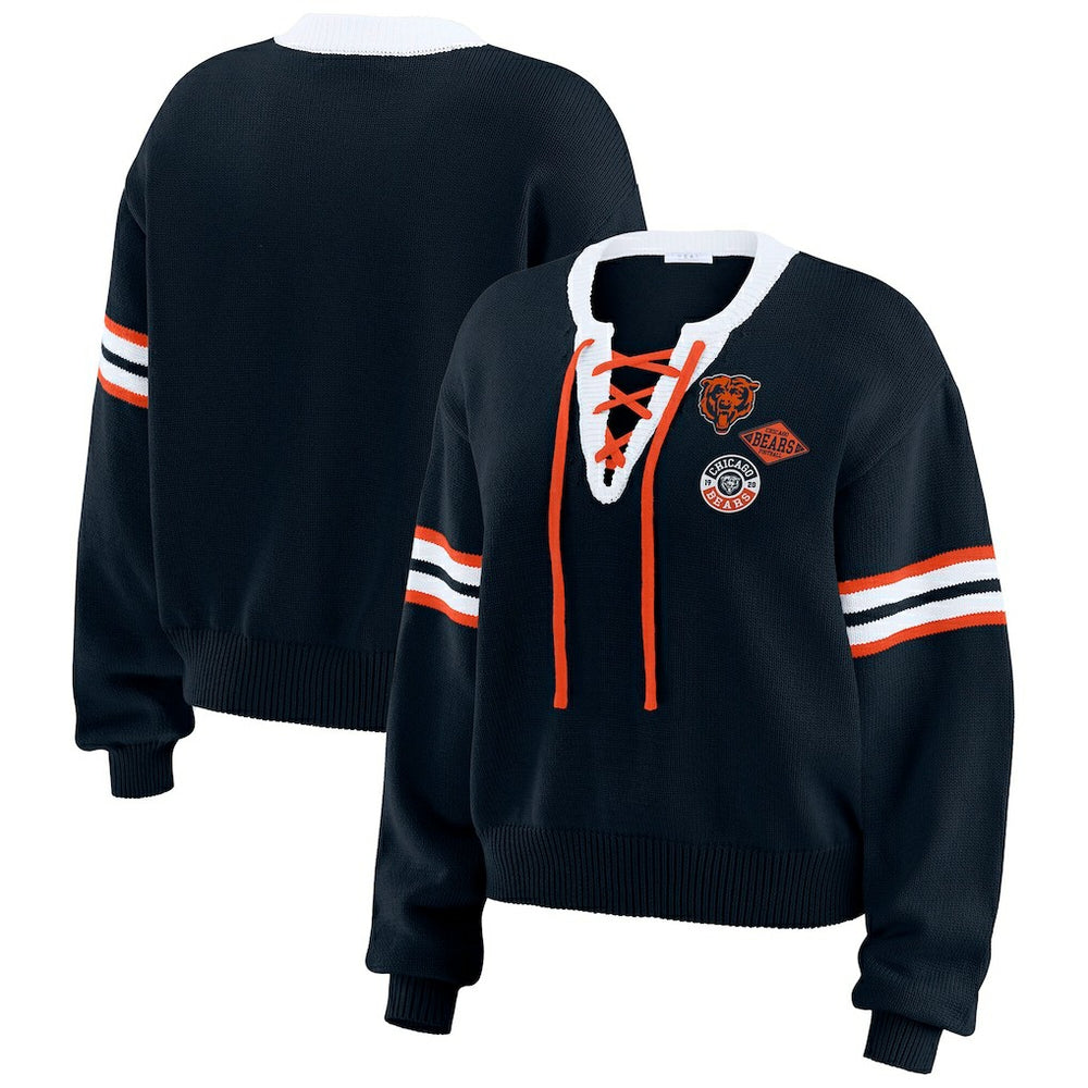 Chicago Bears WEAR by Erin Andrews Women's Lace-Up Sweater | NFL New