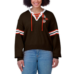Cleveland Browns WEAR by Erin Andrews Women's Lace-Up Sweater | NFL Outlet