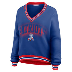New England Patriots WEAR by Erin Andrews Women's Oversized Long Sleeve V-Neck Sweatshirt | NFL Near me