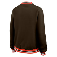 Cleveland Browns WEAR by Erin Andrews Women's Oversized Long Sleeve V-Neck Sweatshirt | NFL Outlet