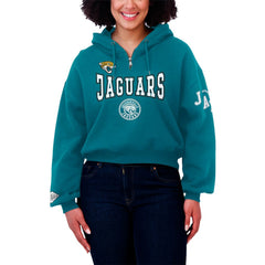Jacksonville Jaguars WEAR by Erin Andrews Women's Patch Quarter-Zip Pullover Hoodie | NFL Sale