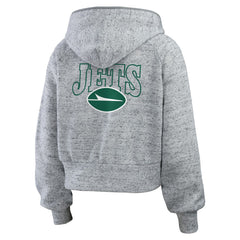 New York Jets WEAR by Erin Andrews Women's Speckled Fleece Cropped Full-Zip Hoodie | NFL Outlet