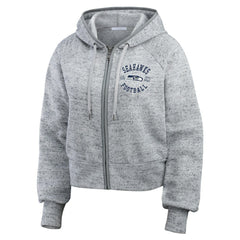 Seattle Seahawks WEAR by Erin Andrews Women's Speckled Fleece Cropped Full-Zip Hoodie | NFL Online