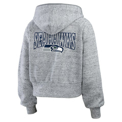 Seattle Seahawks WEAR by Erin Andrews Women's Speckled Fleece Cropped Full-Zip Hoodie | NFL Online