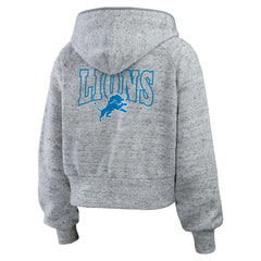 Detroit Lions WEAR by Erin Andrews Women's Speckled Fleece Cropped Full-Zip Hoodie | NFL Discount